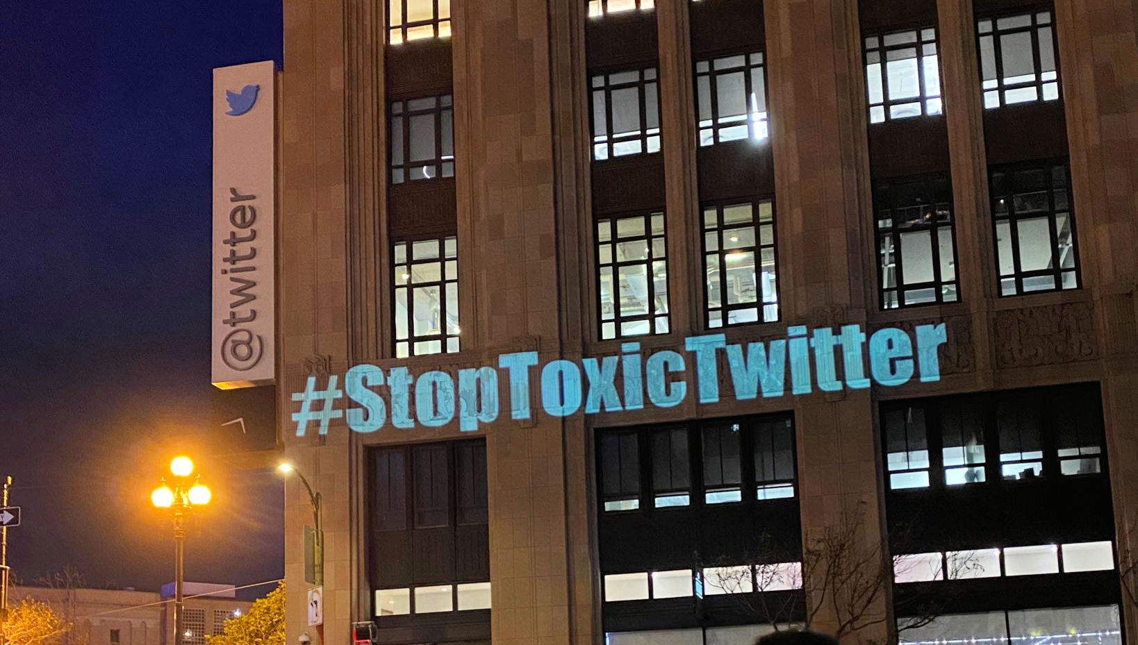 Projections outside Twitter's San Francisco headquarters