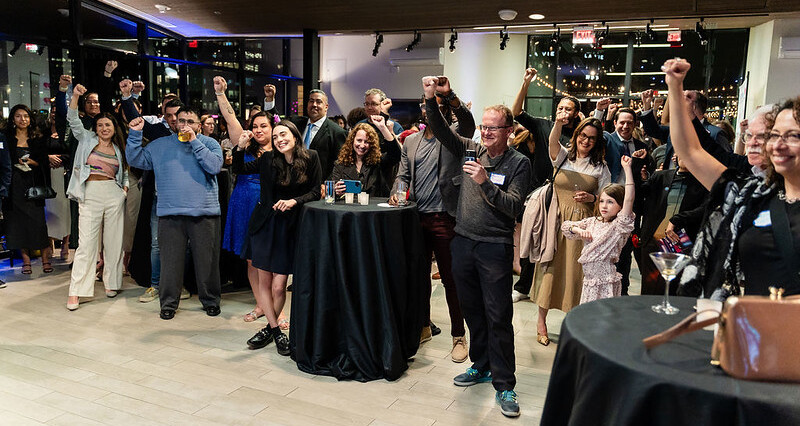 A crowd of people at Free Press' 20th-anniversary party