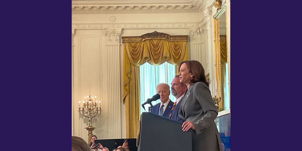Vice President Kamala Harris delivering remarks at the White House