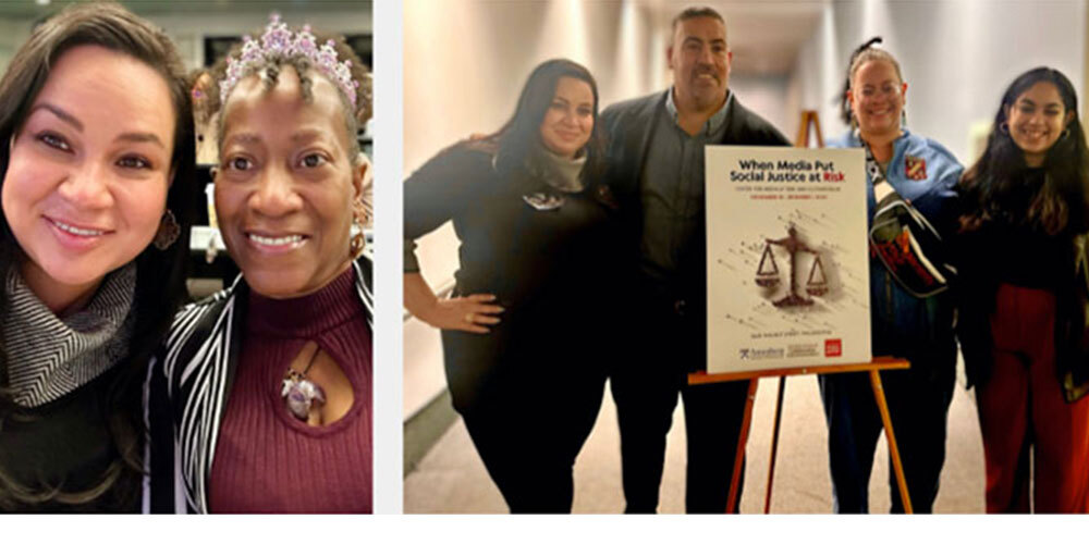 News Voices Director Vanessa Maria Graber, Free Press colleague Joseph Torres and allies