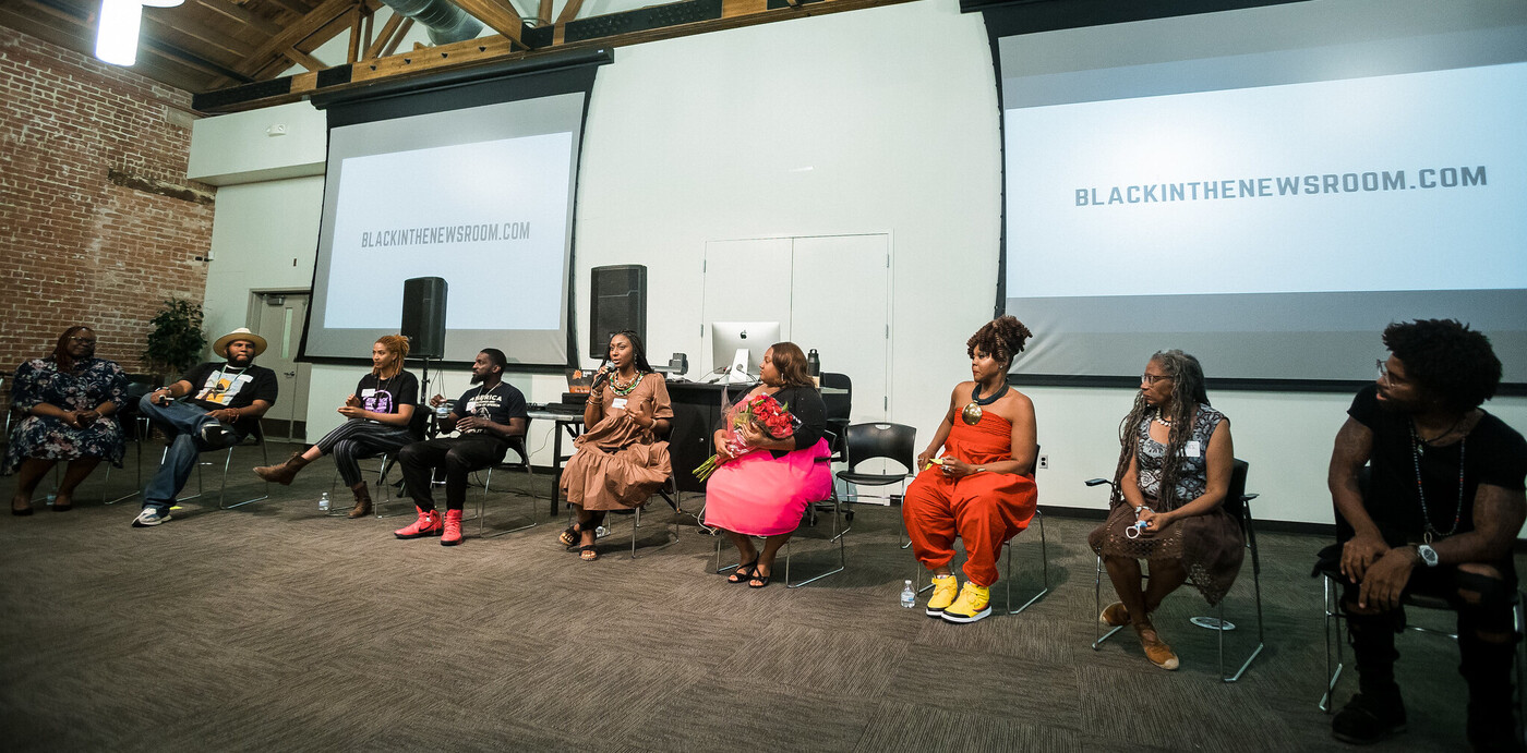 Panelists at Black in the Newsroom screening