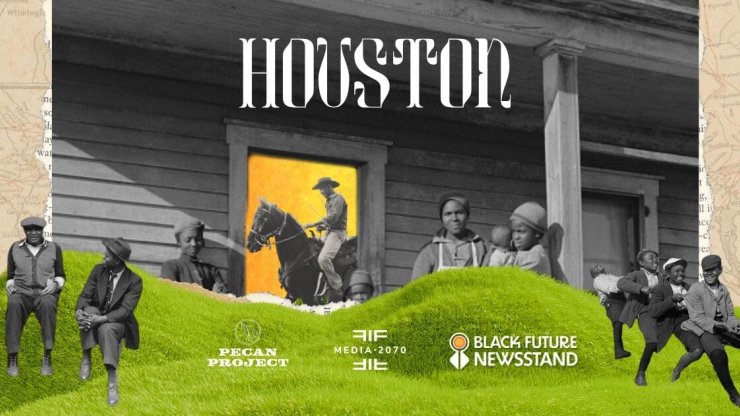 Houston Black Future Newsstand image with people sitting on a front porch and on horseback