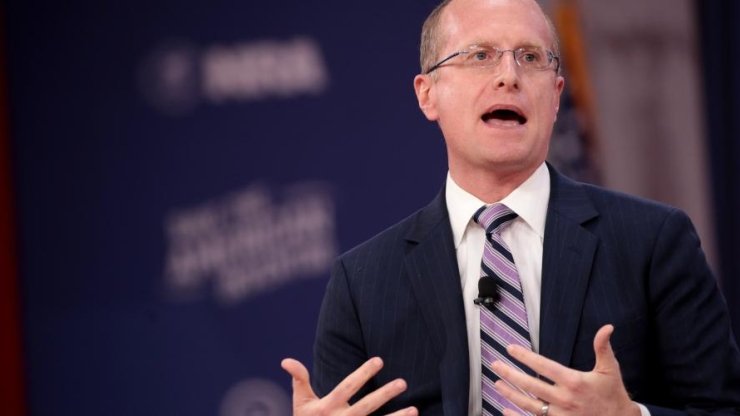 FCC Chairman Brendan Carr giving a speech