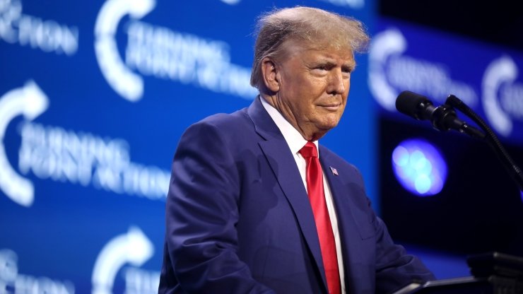 Trump at a podium