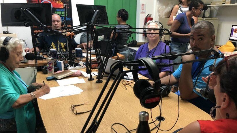 Free Press and allies in the Radio Vieques studio