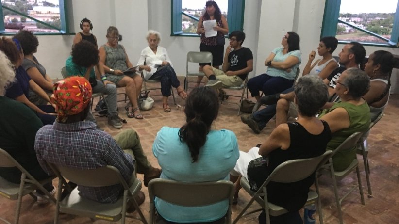 One of the story circles Free Press and allies held