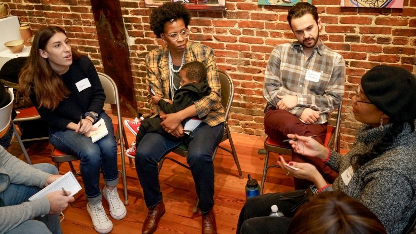 People talking in a group
