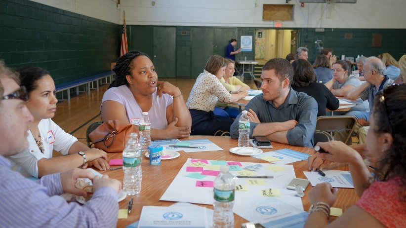 People talking at table
