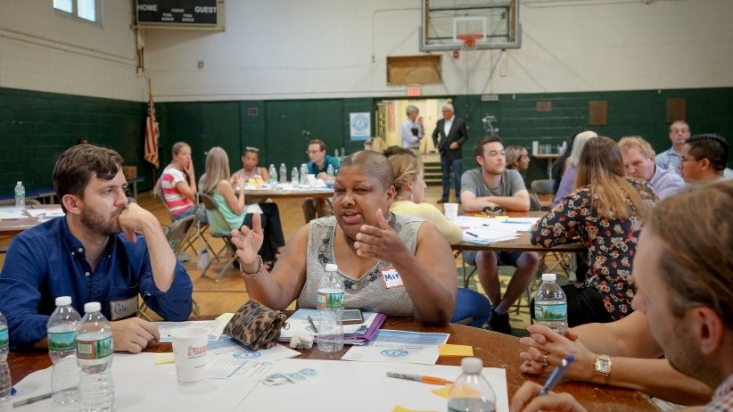 People talking at table