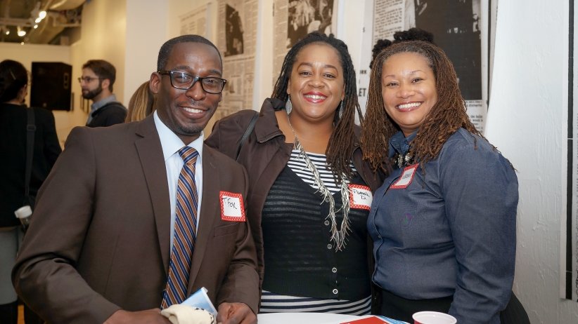 Three attendees at the Newark event