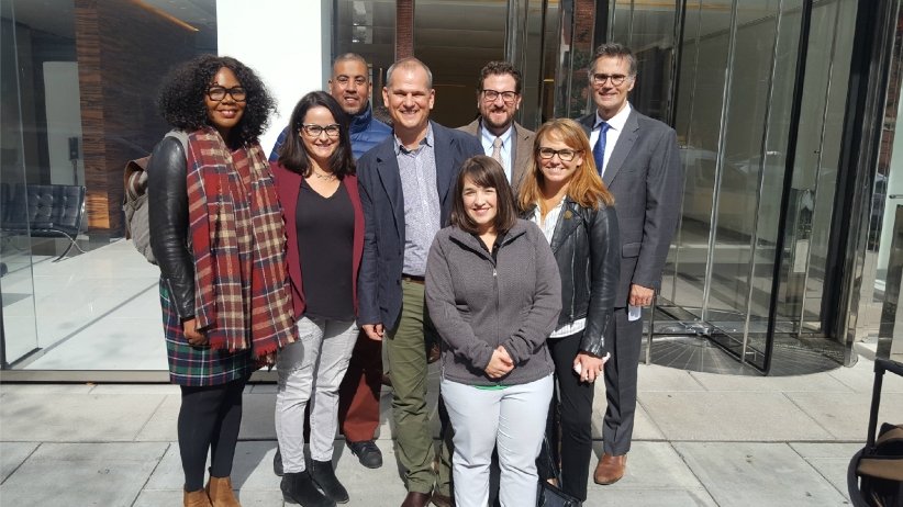 Brandi Collins with members of Free Press staff