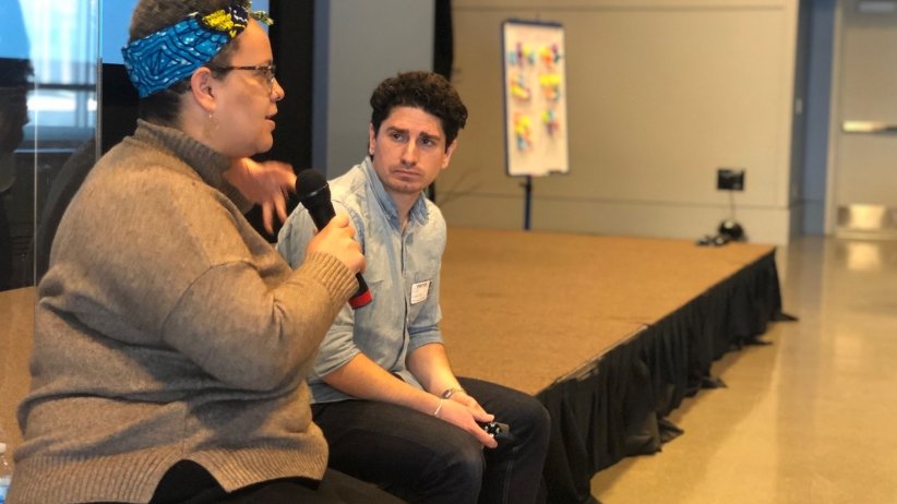 Alicia Bell and Mike Rispoli of Free Press’ News Voices team helped lead the workshop in Philadelphia.