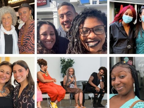 Collage of six photos of Media 2070 team members and allies