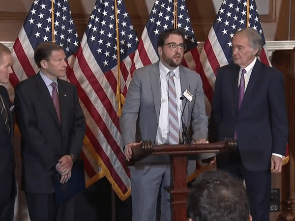 Free Press Action Fund President and CEO Craig Aaron with Sen. Ed Markey and other senators