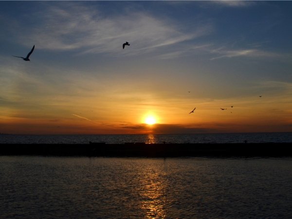 Darkening sky in the moment before sunset