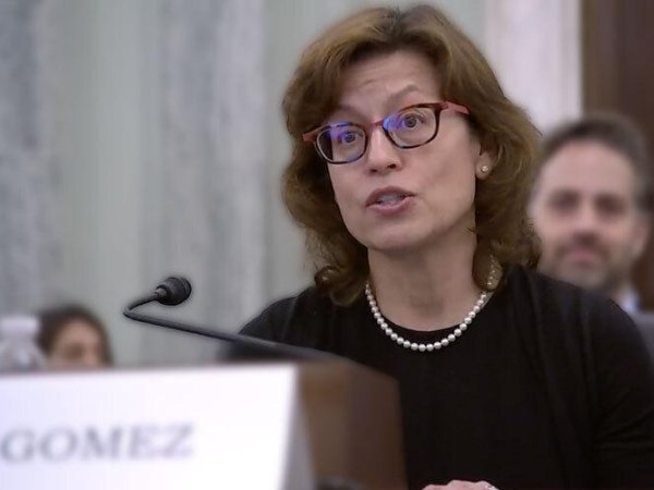 Anna Gomez during a Senate Commerce Committee hearing on her nomination to serve as an FCC commissioner