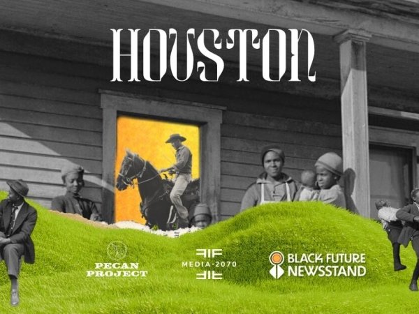 Houston Black Future Newsstand image with people sitting on a front porch and on horseback