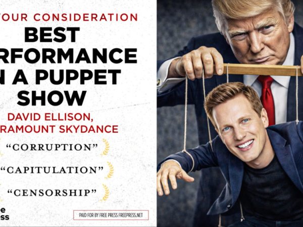 Paramount Skydance CEO David Ellison as Trump's puppet