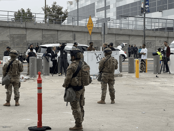National Guard soldiers assemble in Los Angeles as part of the Trump administration's crackdown on protesters