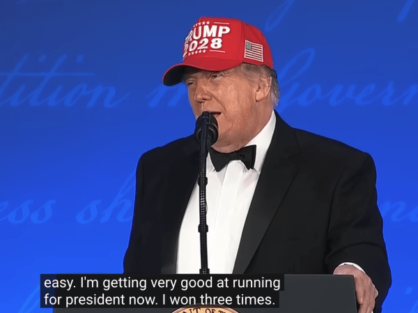 Trump speaking at the White House Correspondents Dinner