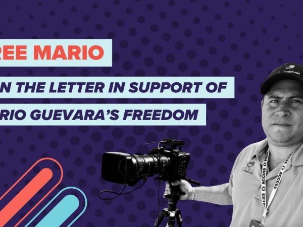 "Free Mario: Sign the letter in support of Mario Guevara's freedom" next to an image of Mario Guevara