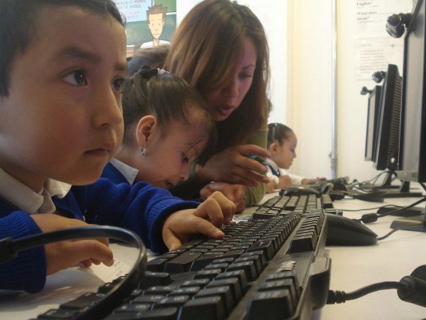 Kids working at computers