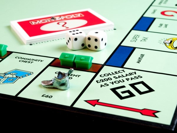 A section of the Monopoly board game