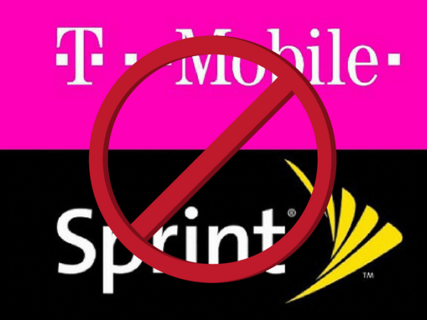 The words "T-Mobile" and "Sprint" with a line crossed through them.