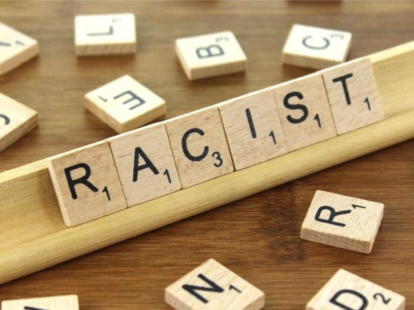 "Racist" spelled out in Scrabble tiles