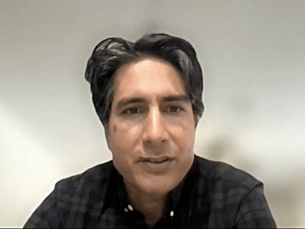 Rashad Mahmood of the New Mexico Local News Fund speaks during a Media Power Collaborative event on how public policy can strengthen local journalism and civic information.