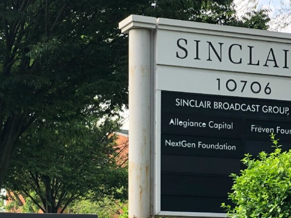 Sign in front of the Sinclair Broadcast Group's headquarters