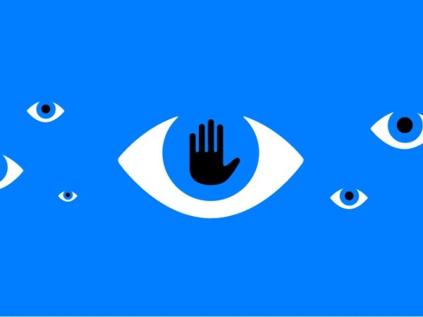 Cartoon eyes against a blue background