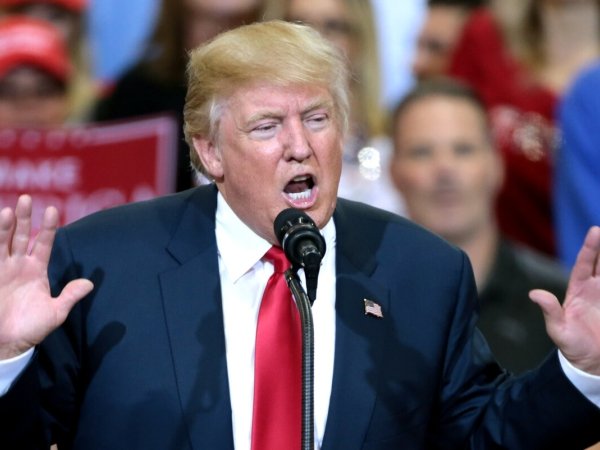 Trump speaking at a rally