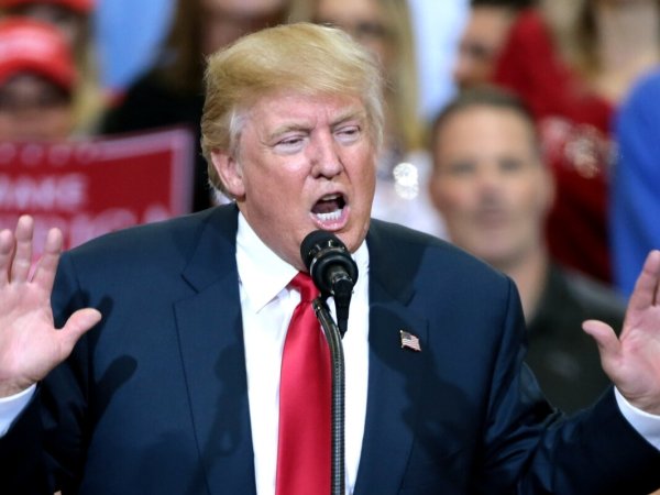 Trump addressing a rally