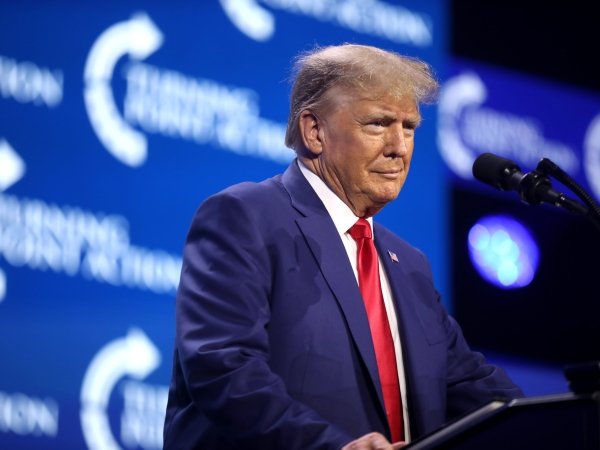 Trump at a podium