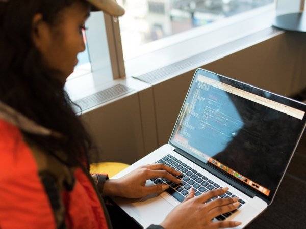 Woman using laptop