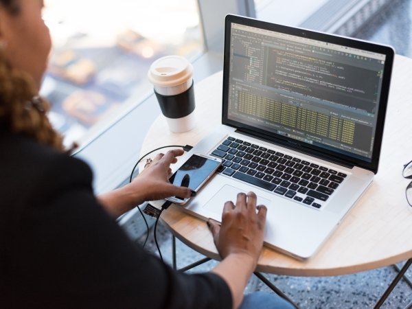 Woman using laptop