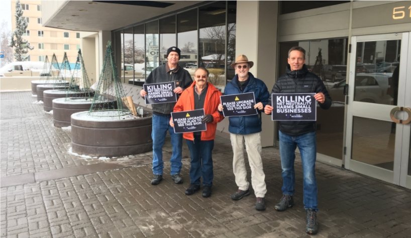 Small group of Anchorage Net Neutrality activists