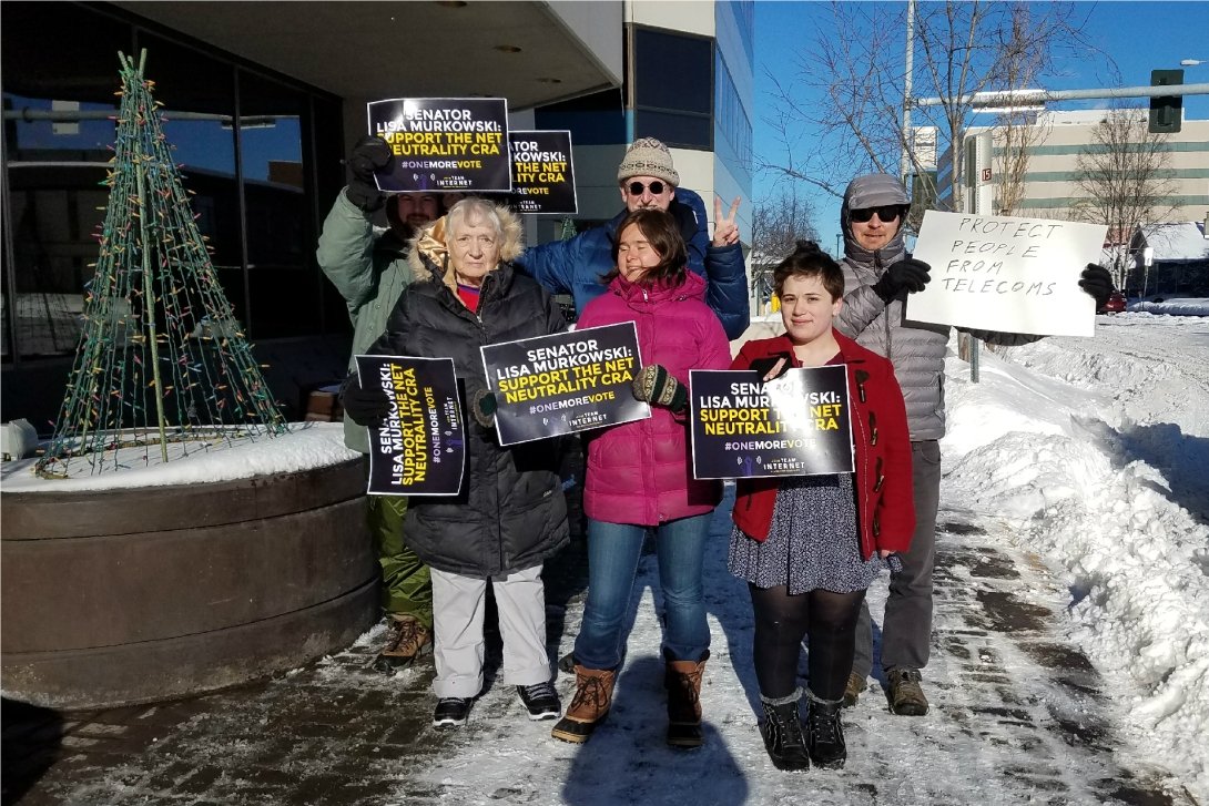 Small group of Anchorage Net Neutrality activists