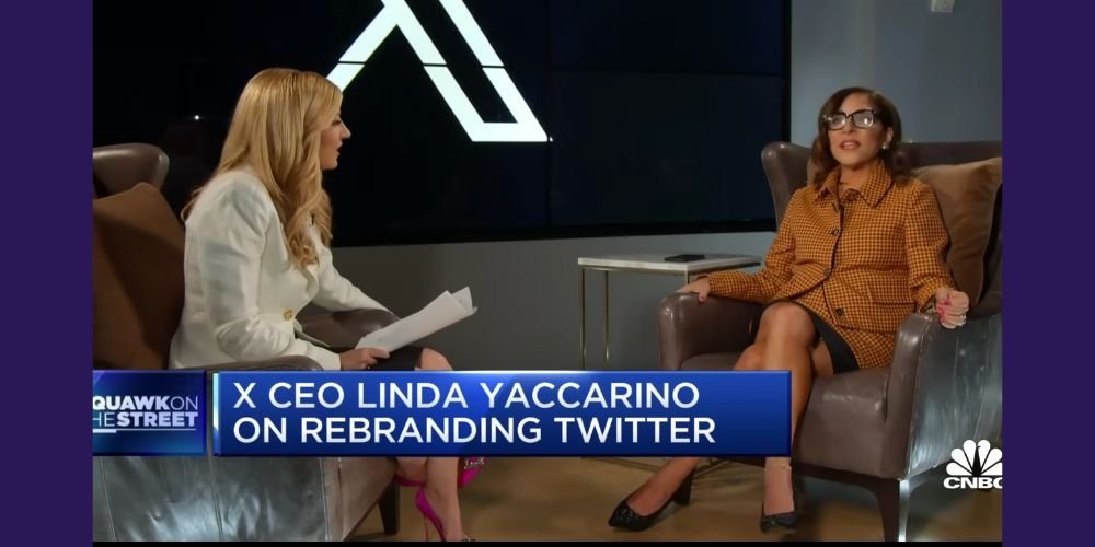 CNBC's Sara Eisen interviewing Twitter CEO Linda Yaccarino
