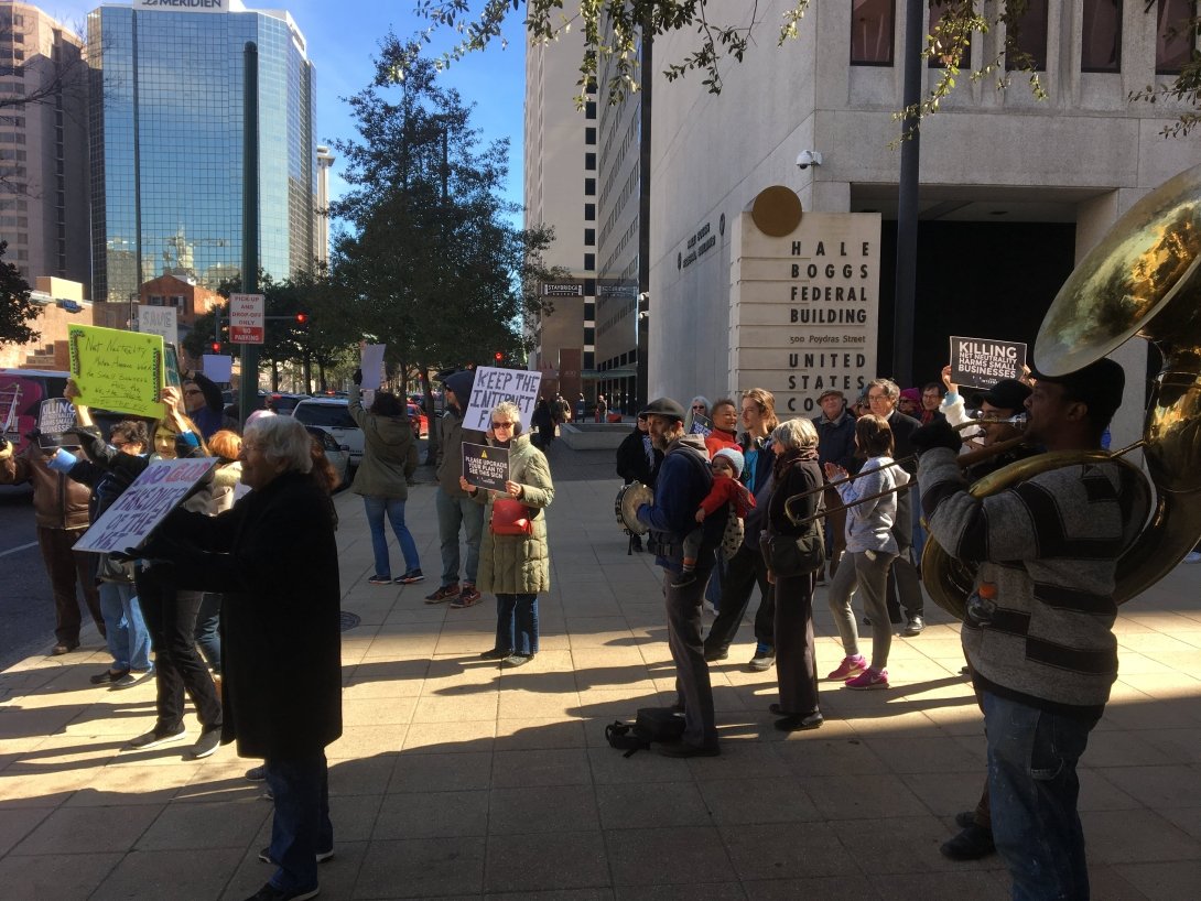 Crowd of New Orleans Net Neutrality activists