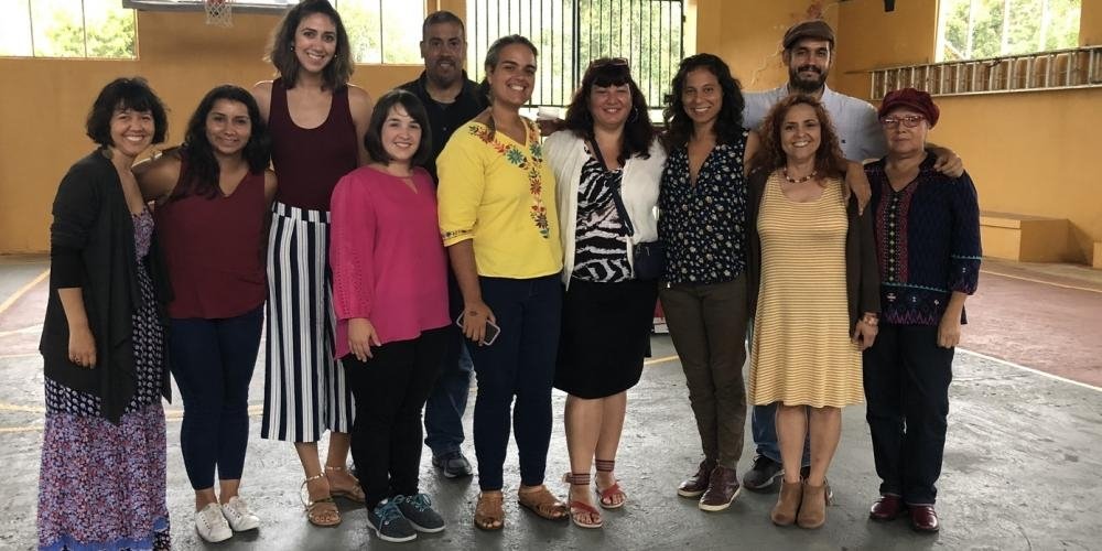 Free Press staffers and allies with story-circle participants in Puerto Rico