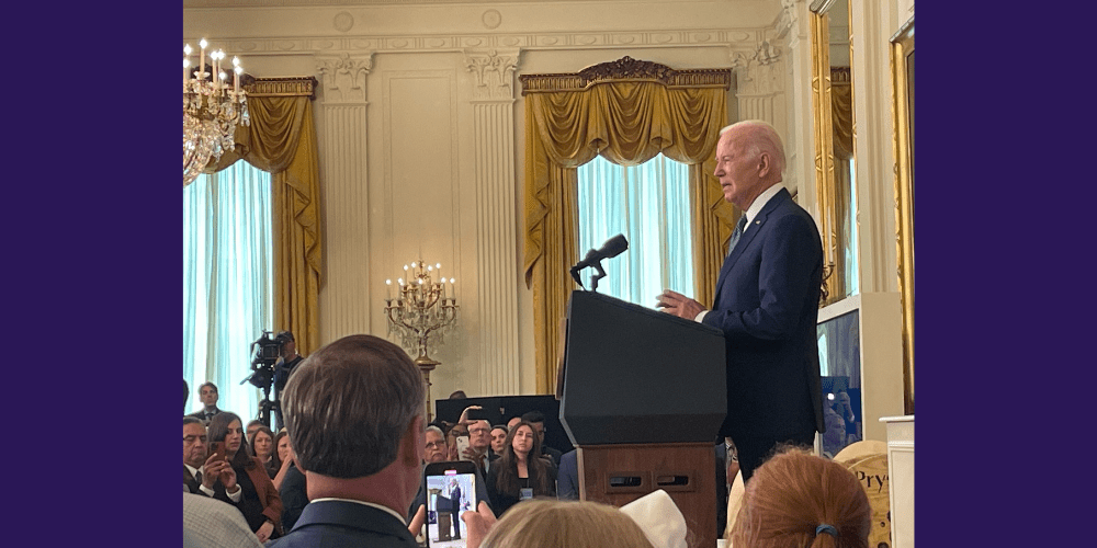 President Biden delivering remarks at the White House