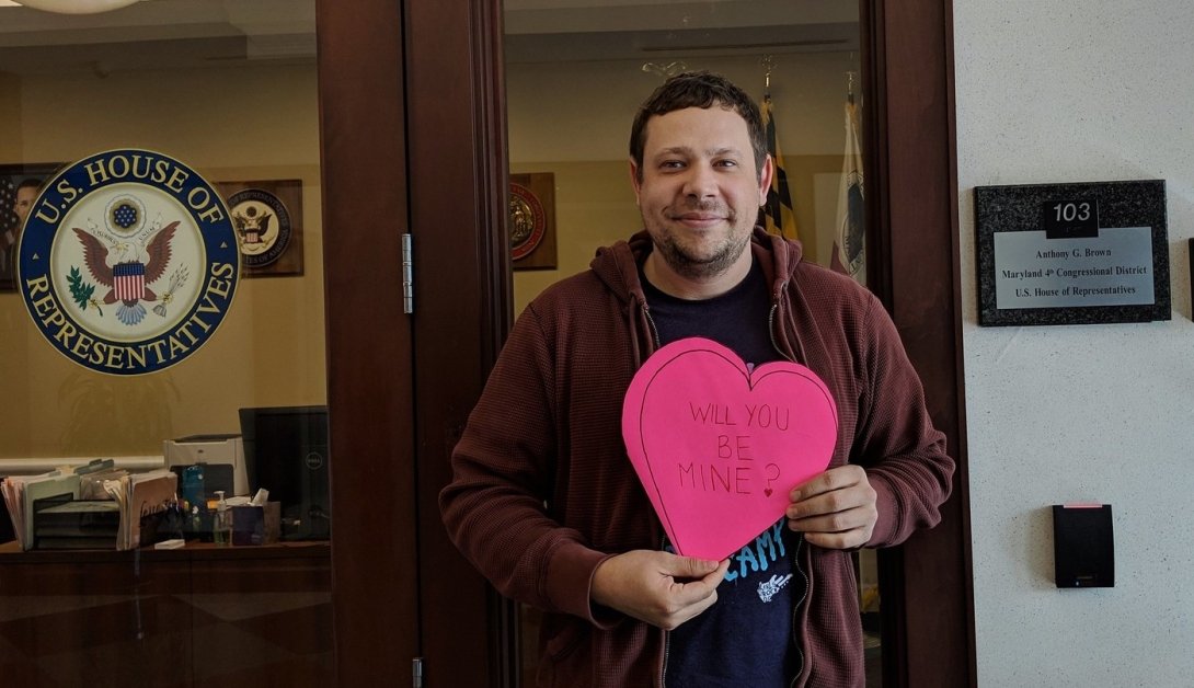 Free Press Action's Brandon Forester lobbies his rep to support the Save the Internet Act