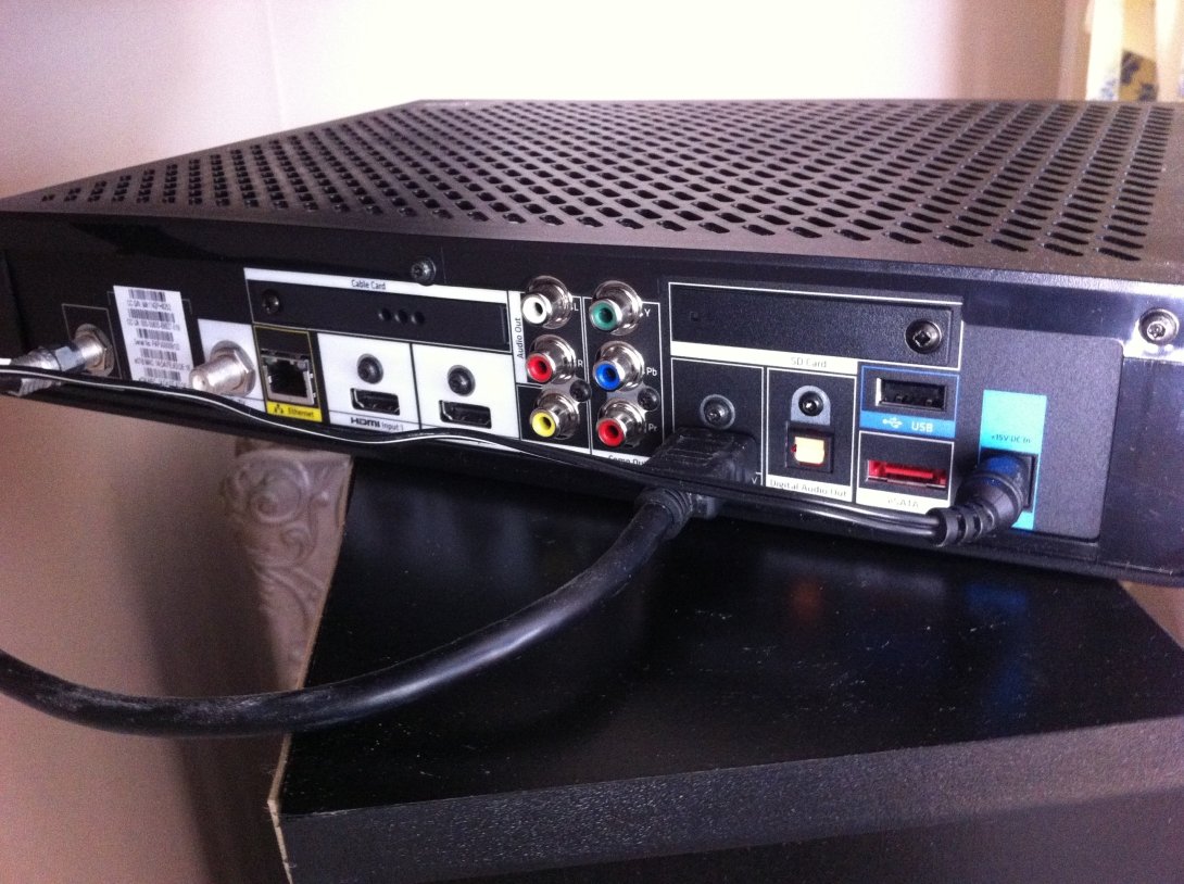 Back of a cable box with plug