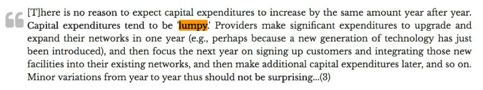 Text noting that "There is no reason to expect capital expenditures to increase by the same amount each year."
