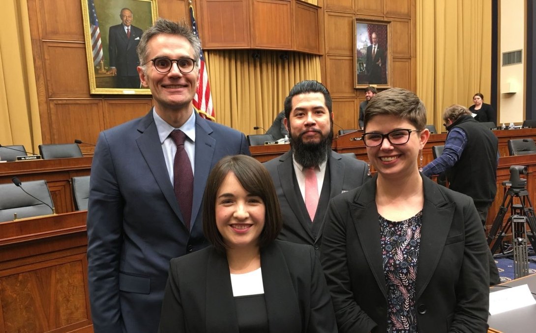 Free Press Action staff members in a hearing room on Capitol Hill.