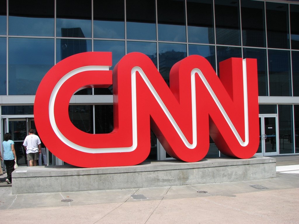 CNN logo outside the company's headquarters