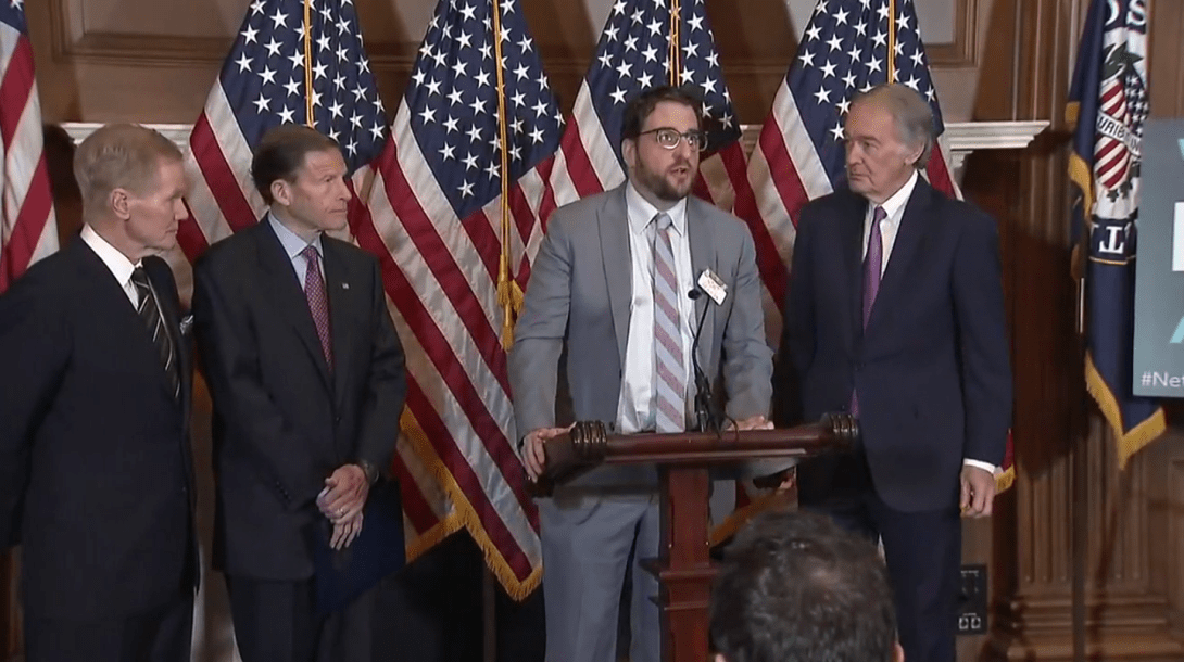 Free Press Action Fund President and CEO Craig Aaron with Sen. Ed Markey and other senators