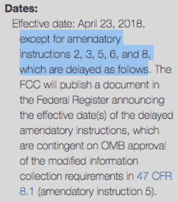 Dates in FCC's so-called "Restoring Internet Freedom" order